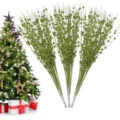 Grüne Glitzerkugel-Weihnachtsbaumstiele für die festliche Weihnachtsdekoration zu Hause - Hellgrün (24 Stück)