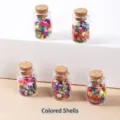 Mini botellas de deseos de cristal con conchas de colores y piedras naturales - Botella: 20x32mm Piedra: 3-5mm / Botella de Deseos de Fragmentos de Conchas Coloridas