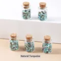 Piedras de turquesa azul natural en un pequeño frasco de vidrio - Botella: 20x32mm Piedra: 3-5mm / Botella de Deseos de Turquesa Azul Natural