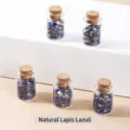 Pequeñas botellas de vidrio con chips de lapislázuli natural para sanación y decoración. - Botella: 20x32mm Piedra: 3-5mm / Botella de Deseos de Lapislázuli Natural