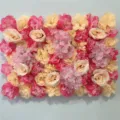 Handmade artificial pink and cream silk flower wall panel for wedding backdrop decor - 40X款式(HQMH024060) / 40cmx60cm单片装