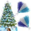 Set of 36 glitter berry stems in blue and silver for Christmas tree decoration - 36 Pieces / Blue Lake Blue Silver Combination