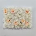 Artificial flower wall backdrop with white hydrangeas and champagne roses for wedding - I13款式(HQMH024060)