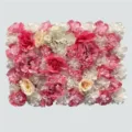 Realistic artificial flower wall panel with pink and white roses for wedding backdrops - I17C Style (HQMH024060)