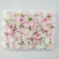 Elegant pink and white artificial rose flower wall backdrop for wedding decoration - I4 Style with Greenery (HQMH024060)
