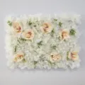 White and champagne artificial rose flower wall panel for wedding backdrop decoration - I13 Style with Greenery (HQMH024060)