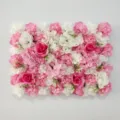 Rectangular artificial flower wall panel in pink and white for wedding backdrop decoration - I15 Style with Greenery (HQMH024060)