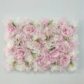 Romantic pink and white artificial flower wall panel for wedding and event decor - I16 Style with Grass