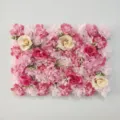 Pink and white artificial silk flower wall panel for wedding backdrop decoration - I17 Style with Grass