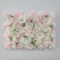 Romantic pink and white artificial flower wall panel for wedding backdrop decoration - I39 Style with Grass