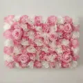 Elegant pink and white artificial rose flower wall panel for wedding and party backdrops - Design No.5