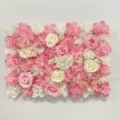 Artificial flower wall panel with pink and white roses for wedding decor - Pink and White Rose Style