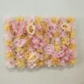 Artificial flower wall panel with pink and champagne silk roses for wedding decor - X1 Style (HQMH024060)