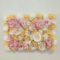 Elegant artificial flower wall panel in pink, white, and peach for wedding decoration - X6 Style (HQMH024060)