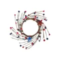 Patriotic Independence Day candle ring wreath with red white blue berries and stars decor - Single Wreath