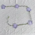 Purple paper flower garland with green leaves on white textured fabric background - Purple Flower / 153cm