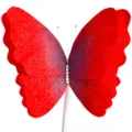 Red gradient felt butterfly decoration prop, sparkling glitter wedding photography display. - Red and Black Gradient