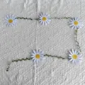 Paper daisy flower garland banner for birthday party wall decoration on white fabric - White Daisy / 156cm
