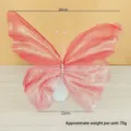 Large coral pink gauze butterfly decoration with 50cm width and pearl details - Rainbow Light Red Pink