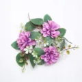 Purple artificial dahlia flower candle ring wreath for wedding centerpiece table decor - Violet