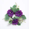 Elegant artificial purple dahlia candle ring wreath for wedding and home tabletop decor - Deep purple