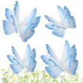 Set of 4 blue and white gradient PE butterflies for Monet garden themed wedding decor - Single Piece / Blue