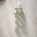 Rama de hoja de eucalipto artificial, planta verde con pequeña flor blanca para hogar. - Rama larga de 8 puntas con puntas blancas