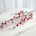 Lifelike artificial pink peach blossom branch for elegant home living room decoration - Rose Red