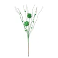 Ramo di trifoglio glitterato verde per San Patrizio con bacche per decorazione festiva - Stelo Curvo / 1 Pezzo/Confezione