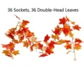 Artificial autumn maple leaf garland with 36 double-headed leaves for festive decor - 36 Double-headed Leaves / Yellow And Red