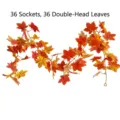 Artificial autumn maple leaf garland with 36 double-headed leaves for Thanksgiving decor - 36 Double-headed Leaves / Red And Yellow
