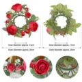 Red rose candle ring wreath with 7.5cm inner and 20cm outer diameter specs - Inner Diameter Approx 7.5cm / Rose Red