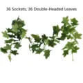 Artificial green maple leaf vine garland with 36 double-headed leaves for home decor - 36 Double-headed Leaves / Green