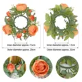 Artificial orange rose candle ring wreath, 20cm outer diameter floral decor - Inner Diameter Approx 7.5cm / Orange