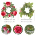 Pink rose candle wreath for table decoration with 7.5cm inner diameter - Inner Diameter Approx 7.5cm / Deep Pink