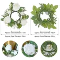 Elegant white rose candle wreath garland with 20cm outer diameter for party table decor - Inner Diameter Approx 7.5cm / White