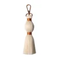 Handmade woven cotton tassel keychain bag charm, cute boho accessory for women and girls. - 15cm/5.90in / Brown