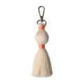 Handmade Cotton Tassel Keychain Cream and Coral Bag Charm Cute Woven Pendant Accessory - 15cm/5.90in / Dusty Pink