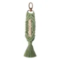 Handmade green macrame keychain with PAMELA letter beads and rose gold clasp - 19cm / 7.48in / Bean Paste Green