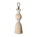 Handmade cotton woven tassel keychain bag charm elegant beige minimalist accessory for daily use - 15cm/5.90in / White