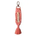 Handmade peach macramé keychain with AMANDA wooden letter beads and rose gold clip - 19cm / 7.48in / Dusty Pink