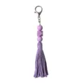 Portachiavi con perline di legno color lavanda con nappa in cotone e gancio in metallo - 20cm/7.87in / Viola chiaro