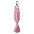 Handmade pink macramé keychain featuring Emily wooden letter beads and a stylish tassel - 19cm / 7.48in / Light Pink