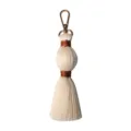 Handmade cotton thread tassel keychain bag charm, stylish beige and brown boho accessory. - 15cm/5.90in / Caramel color