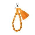 Handmade Yellow Macrame Keychain Wrist Strap with Tassel and Metal Clasp for Keys - Gold Yellow