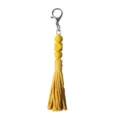 Portachiavi con perline di legno giallo fatto a mano e nappa in filo di cotone - 20cm/7.87in / Giallo