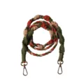Handcrafted bohemian woven phone strap in green and orange tones with gold metal clasps - Army Green