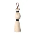 Handmade cotton woven tassel keychain bag charm pendant in beige with gold hardware. - 15cm/5.90in / Black