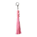 Portachiavi fatto a mano in perle di legno rosa con nappa di cotone e chiusura in metallo - 20cm/7.87in / rosa scuro