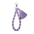 Handmade macrame keychain wristlet strap with cute tassel, braided cotton lanyard for keys. - Light Purple